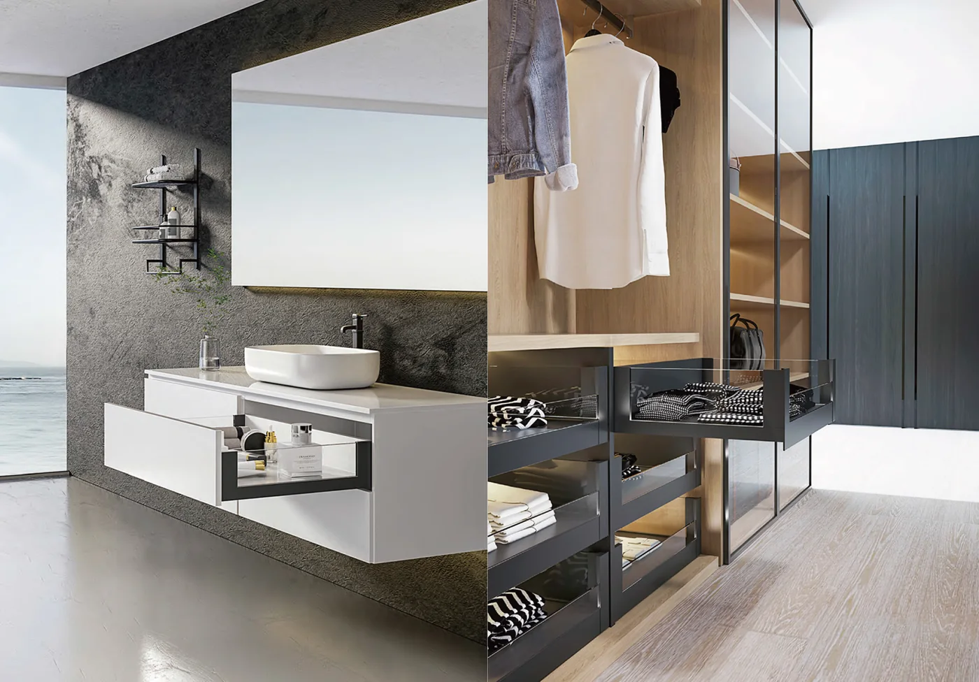 Wardrobe and closet drawer applications