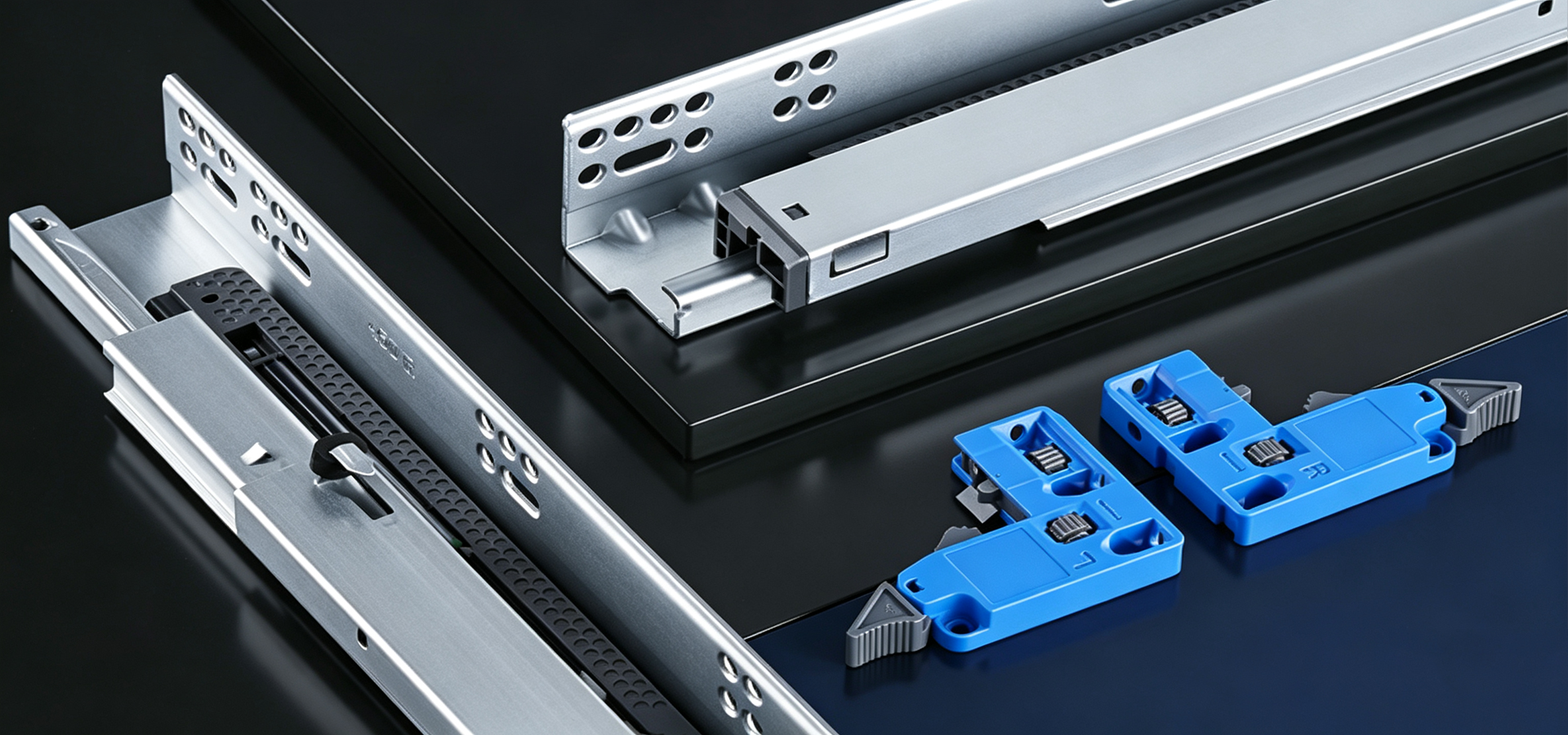 THJM synchronized undermount slides and adjustable locking devices