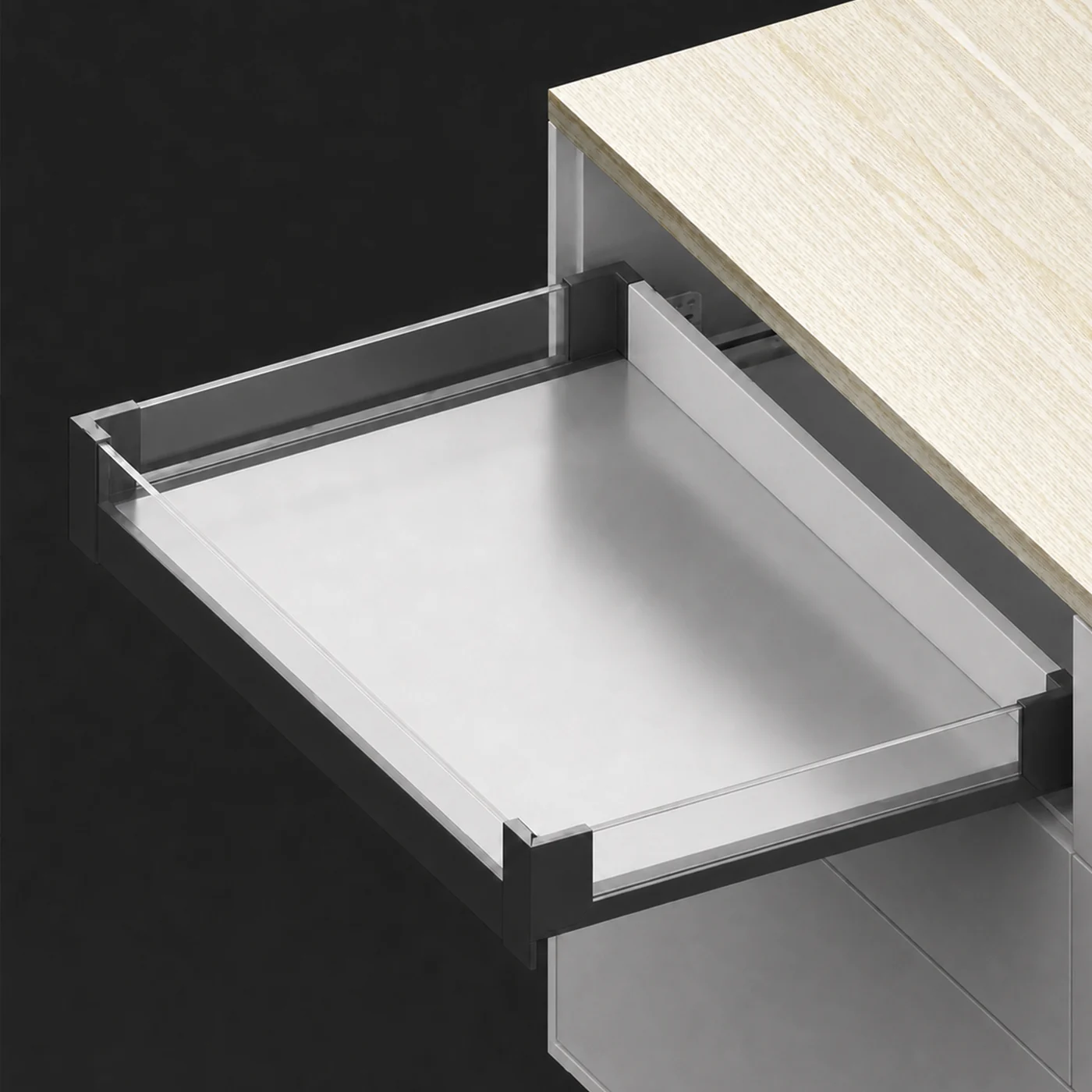N-707-P 84 slim drawer with inserted glass